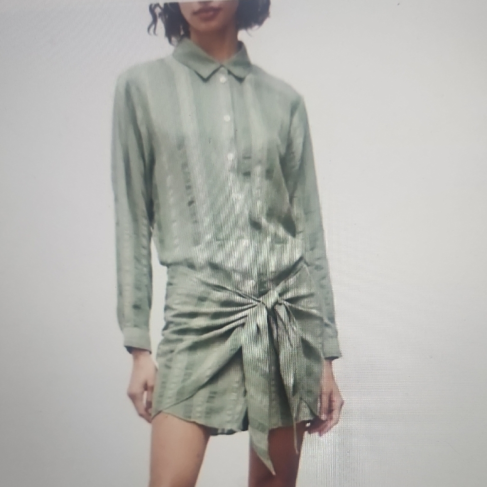 Zara " The Zoe Dress " Shirt Wrap Dress Size M